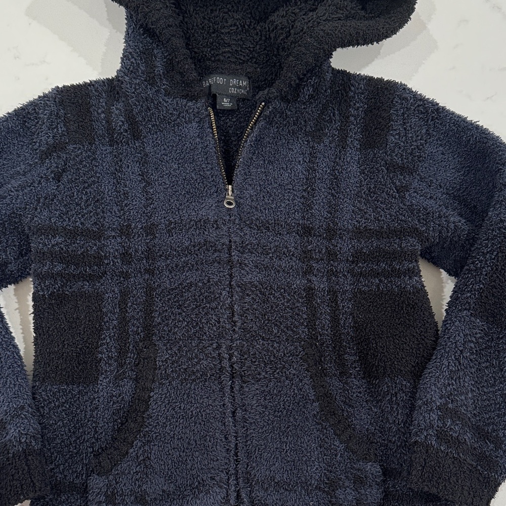 Barefoot Dreams Boys Zip-Up Sweater - Navy and Black